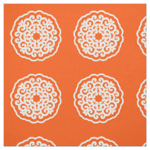 Tissu Motifs asiatiques vermillon Mandalla ~ petit motif