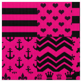 Tissu Motifs mélangés rose noir (Fermer)