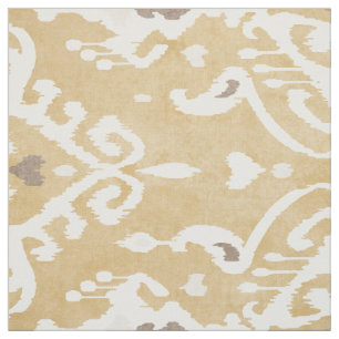 Tissu motifs tribaux beiges ikat jaunes et mignons