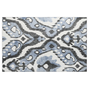 Tissu motifs tribaux de l'ikat blanc blanc gris gris et