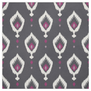 Tissu Motifs tribaux ikat noirs et violets chic