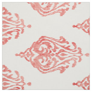 Tissu motifs tribaux mignons, rouges et blancs de damask