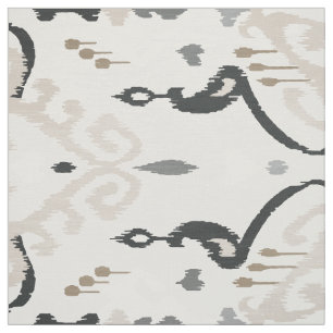 Tissu motifs tribaux noirs beiges beiges gris et doux
