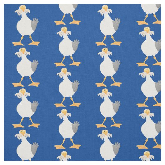 Tissu Mouette drôle avec frites dessin animé (Échantillon)