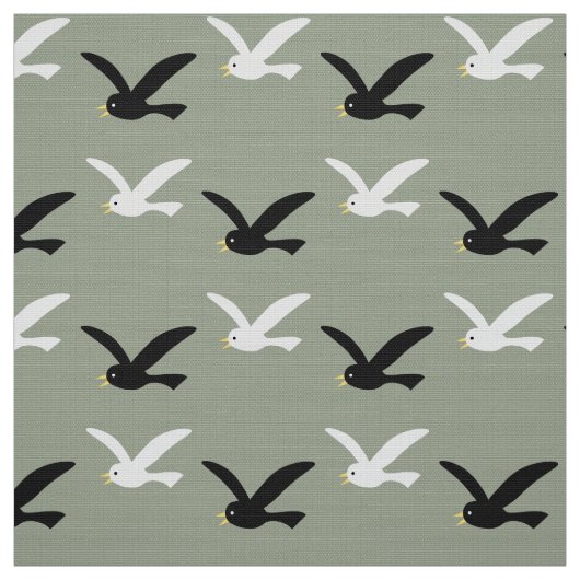 Tissu Mouette et oiseau noir (Échantillon)