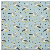 Tissu Mouettes de caricature mignonnes Bleu clair, Blanc (Échantillon)