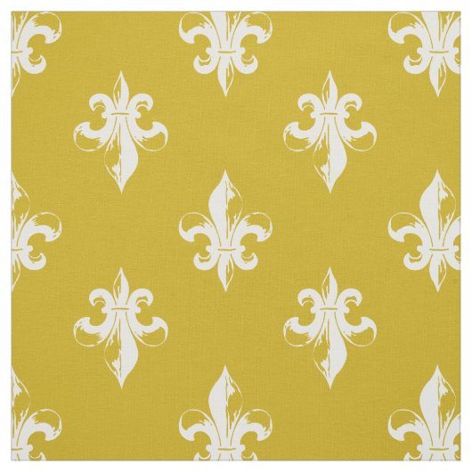 Tissu Moutarde Yellow Fleur De Lis Pattern (Échantillon)