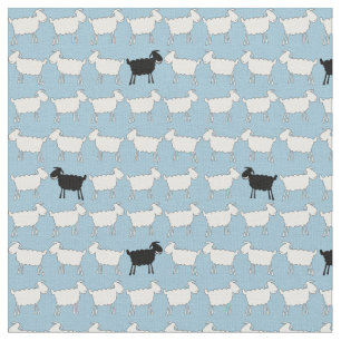 Tissu Mouton blanc noir amusant animal troupeau