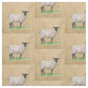 Tissu Moutons du Suffolk d'aquarelle