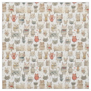 Tissu Mowments Quirky : Chat Whimsy