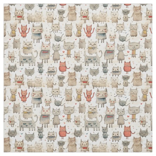 Tissu Mowments Quirky : Chat Whimsy (Échantillon)