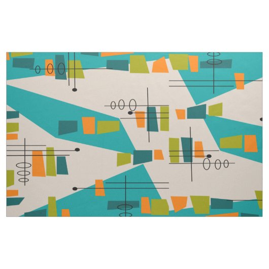 Tissu Moyen-siècle moderne atomique Turquoise Abstraite (Yard)