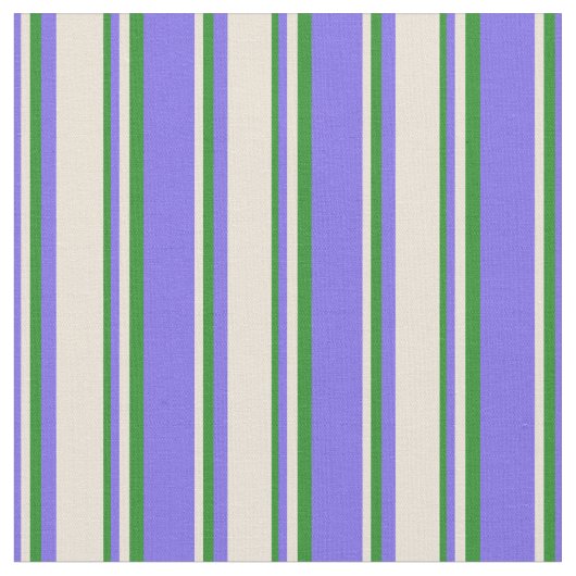 Tissu Moyenne Ardoise Bleue, Bisque & Forêt Vert Lignes (Fermer)