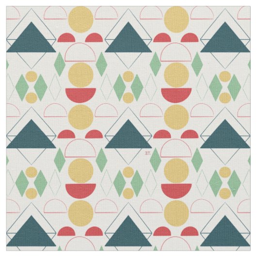 Tissu Moyenne du siècle coloré géométrique (Fermer)