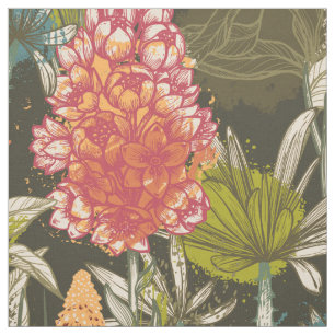 Tissu Multicolor noir Africain Abstrait motif floral