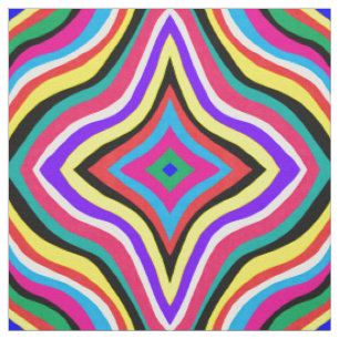 Tissu Multicolore Psychedélique Wavy Rhombus rayé