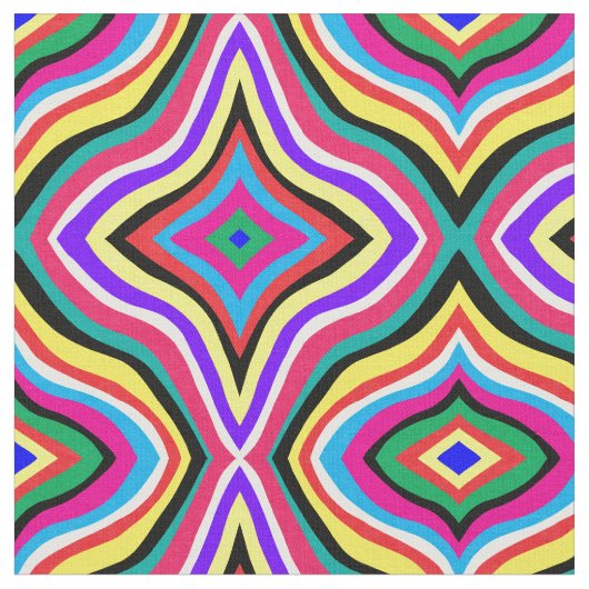 Tissu Multicolore Psychedélique Wavy Rhombus rayé (Fermer)