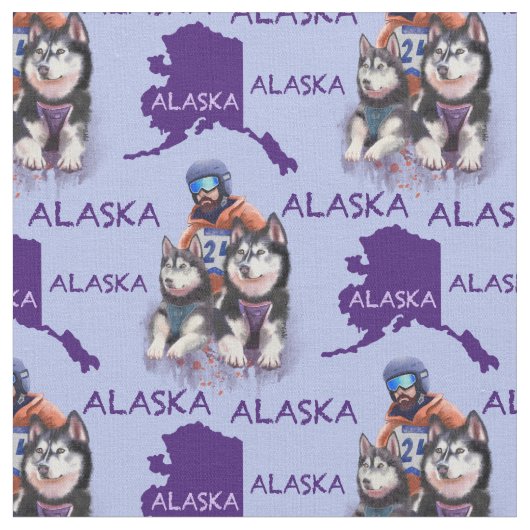 Tissu Musher D'Alaska Et Ses Chiens (Fermer)