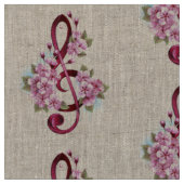 Tissu Musical treble clef notes with sakura flowers (Fermer)