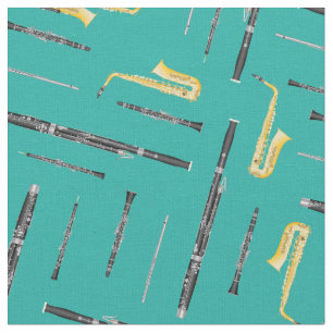 Tissu Musicien Turquoise de Woodwind Band Instruments