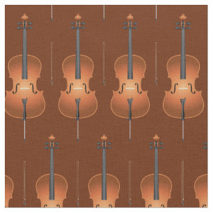 Tissu Musique Cello Musicien Salle Décor Brown