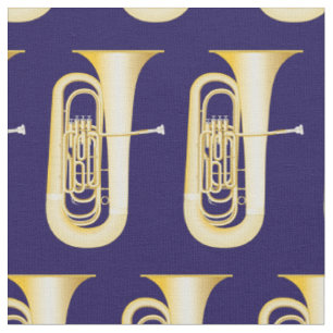 Tissu Musique Tuba Musicien Salle Décor bleu