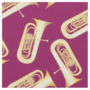 Tissu Musique Tuba Musicien Salle Décor Magenta