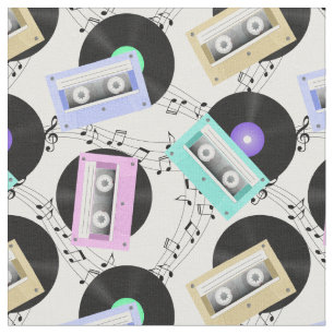 Tissu Musique vinyle disques et cassettes de cassettes