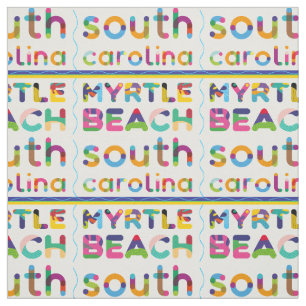 Tissu Myrtle Beach, Caroline du Sud. Motif de texte coul
