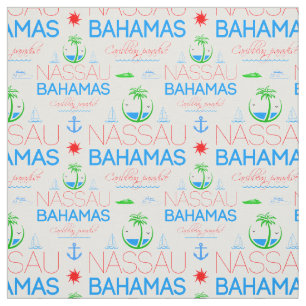 Tissu Nassau, Bahamas Colorful Text And Images Motif