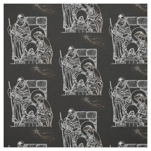 TISSU NATIVITÉ NOIRE BLANCHE ET OR (Échantillon)