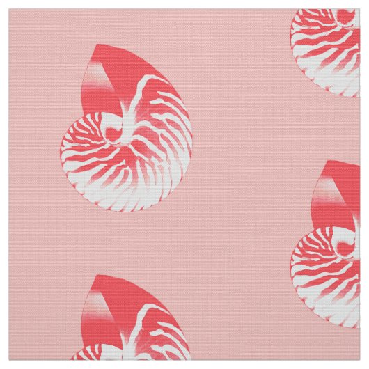Tissu Nautilus Shell - corail rose et blanc (Échantillon)
