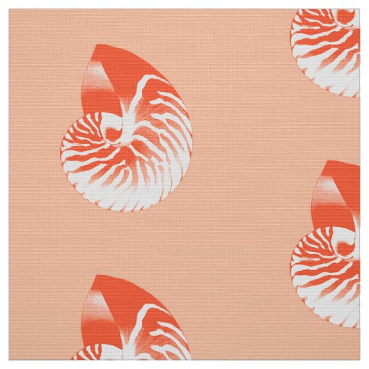 Tissu Nautilus Shell - orange et blanc de corail (Échantillon)