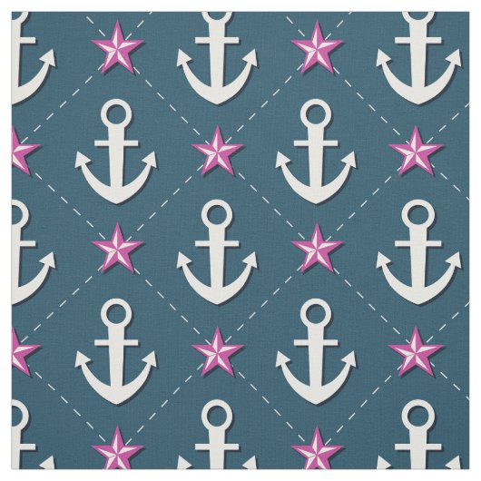 Tissu nautique rose d'Ancre (Échantillon)