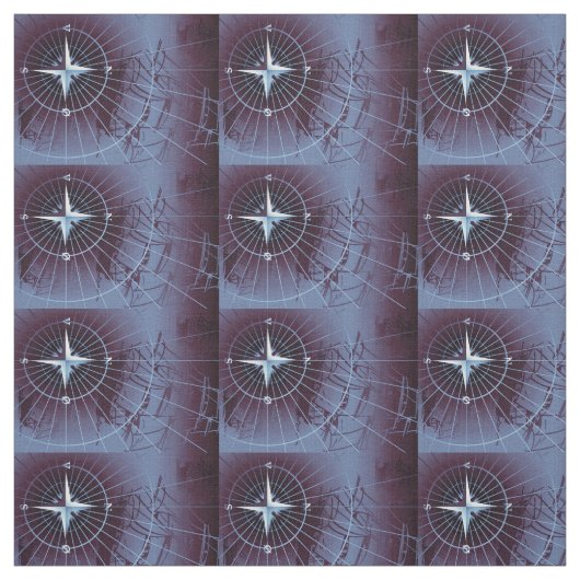 Tissu Navires Nautiques Compass De Minuit (Échantillon)