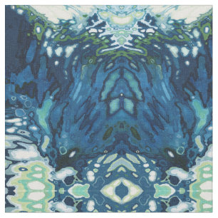 Tissu Navy Blue, Wedgewood Blue & Green Fabric 'Dover'