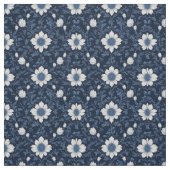 Tissu Navy Blue White Floral Minimalistic Victorian Chic (Échantillon)