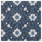 Tissu Navy Blue White Floral Minimalistic Victorian Chic (Détail)