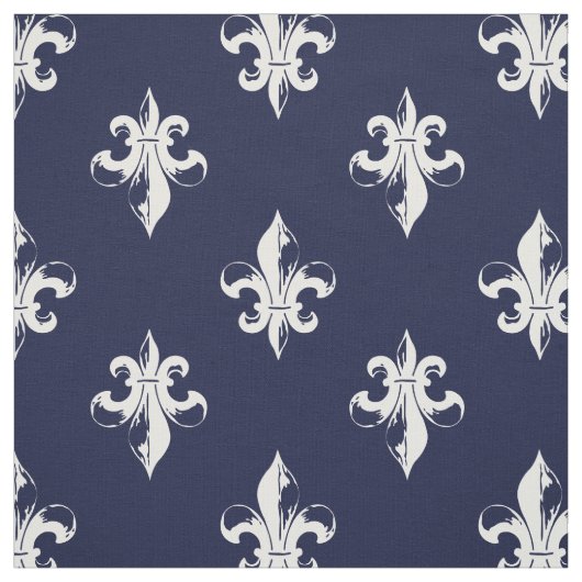 Tissu Navy Fleur De Lis Pattern (Échantillon)