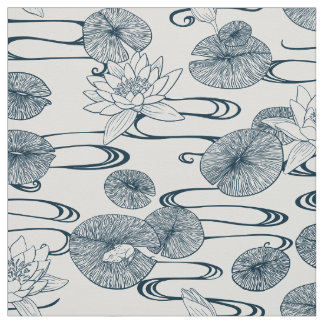Tissu Nénuphar Pond White Nénuphars Fabric
