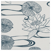 Nénuphar Pond White Nénuphars Fabric