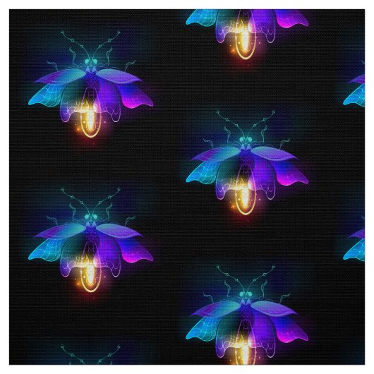Tissu Neon Firefly sur noir (Échantillon)