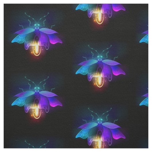 Tissu Neon Firefly sur noir (Échantillon)