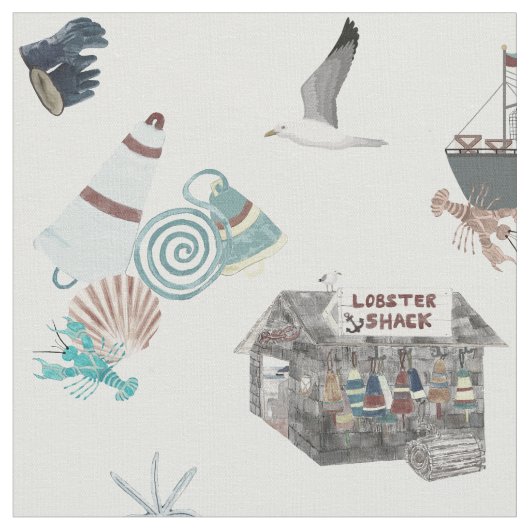 Tissu New England Lobster Shack Ditsy (Fermer)