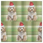 Tissu Noël Cockapoo Chien et Vacances Green Plaid (Échantillon)
