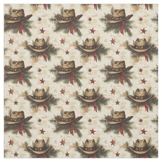 Tissu Noël Cowboy Casquettes (Échantillon)