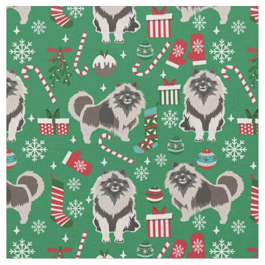 Tissu noël de keeshond (Fermer)