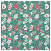 Tissu Noël d'hiver Mittens Motif, Vert (Échantillon)