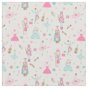 Tissu Noël du Ballet de fêtards noires de Pastel Blue