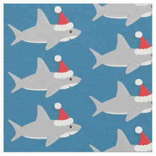 Tissu Noël du Père Noël du petit requin